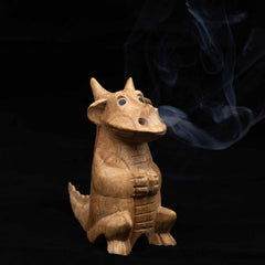 Smoking Dragon Cone Incense Carving - 12cm-Incense Holders-Siesta Crafts
