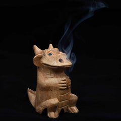 Smoking Dragon Cone Incense Carving - 10cm-Incense Holders-Siesta Crafts