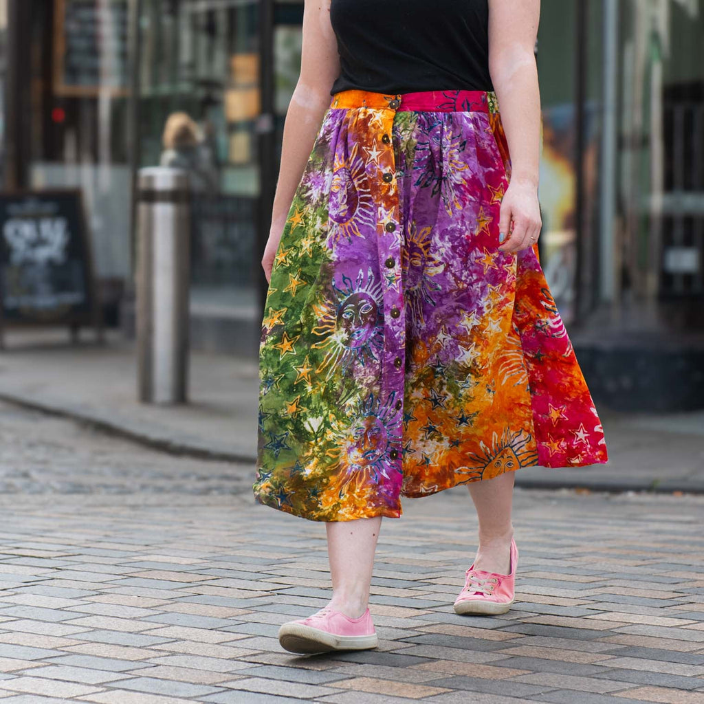 Celestial Button Skirt-Skirts-Siesta Crafts