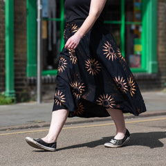 Black Sun Button Skirt-Skirts-Siesta Crafts