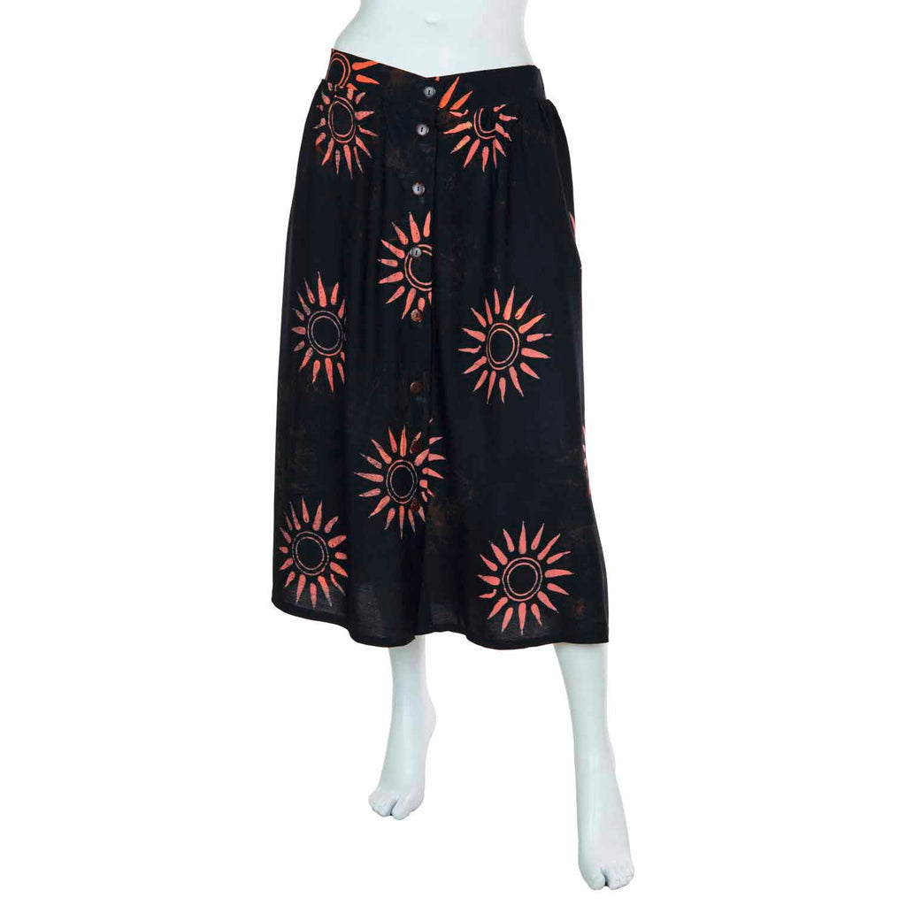 Black Sun Button Skirt-Skirts-Siesta Crafts
