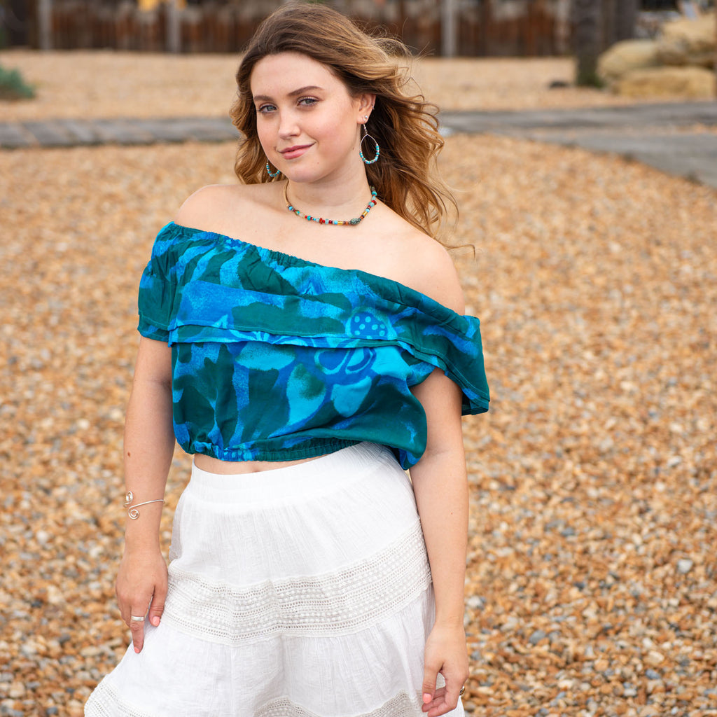 Bali Flower Bardot Top-Tops-Siesta Crafts