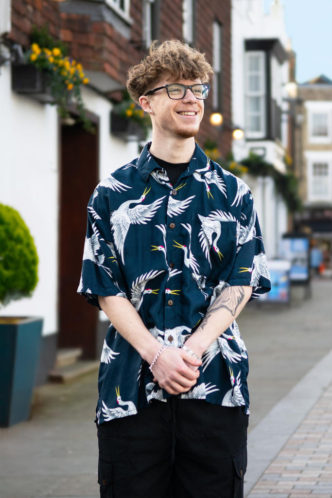Crane Print Shirt-Shirts-Siesta Crafts