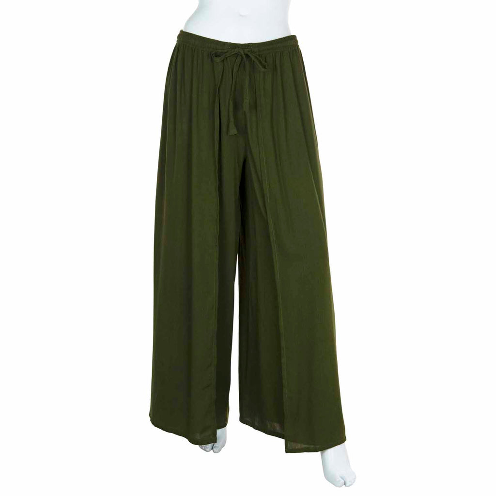 Ultra Wide Leg Crinkle Trousers Plain-Trousers-Siesta Crafts