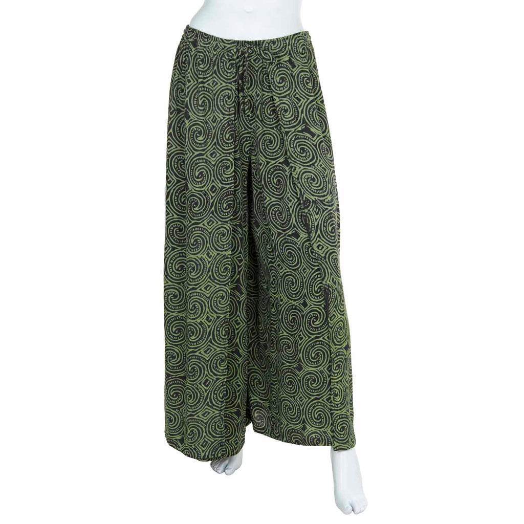 Crinkle Faux Wrap Palazzo Trousers - Spiral-Trousers-Siesta Crafts