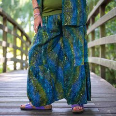 Flamenco Style Wide Trousers - Lagoon Batik