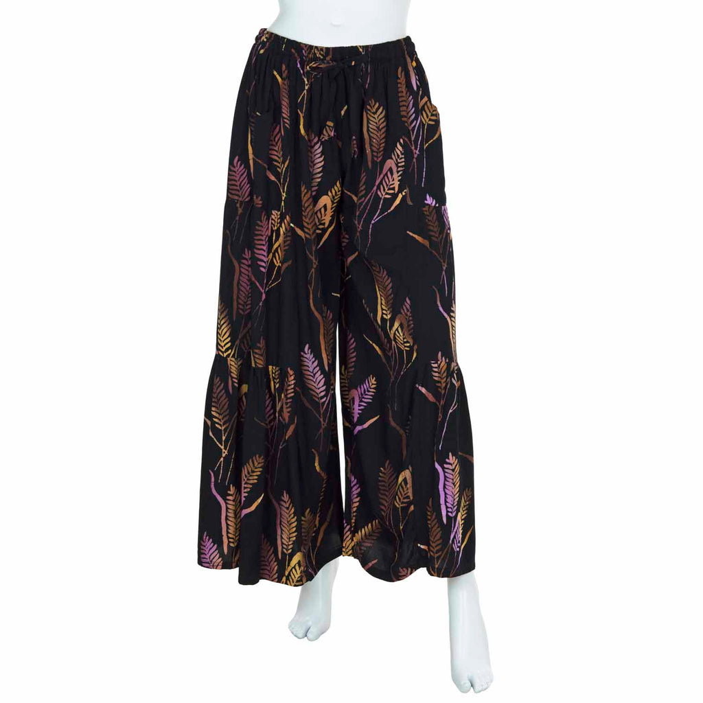 Flamenco Style Wide Trousers - Wheat Batik-Trousers-Siesta Crafts