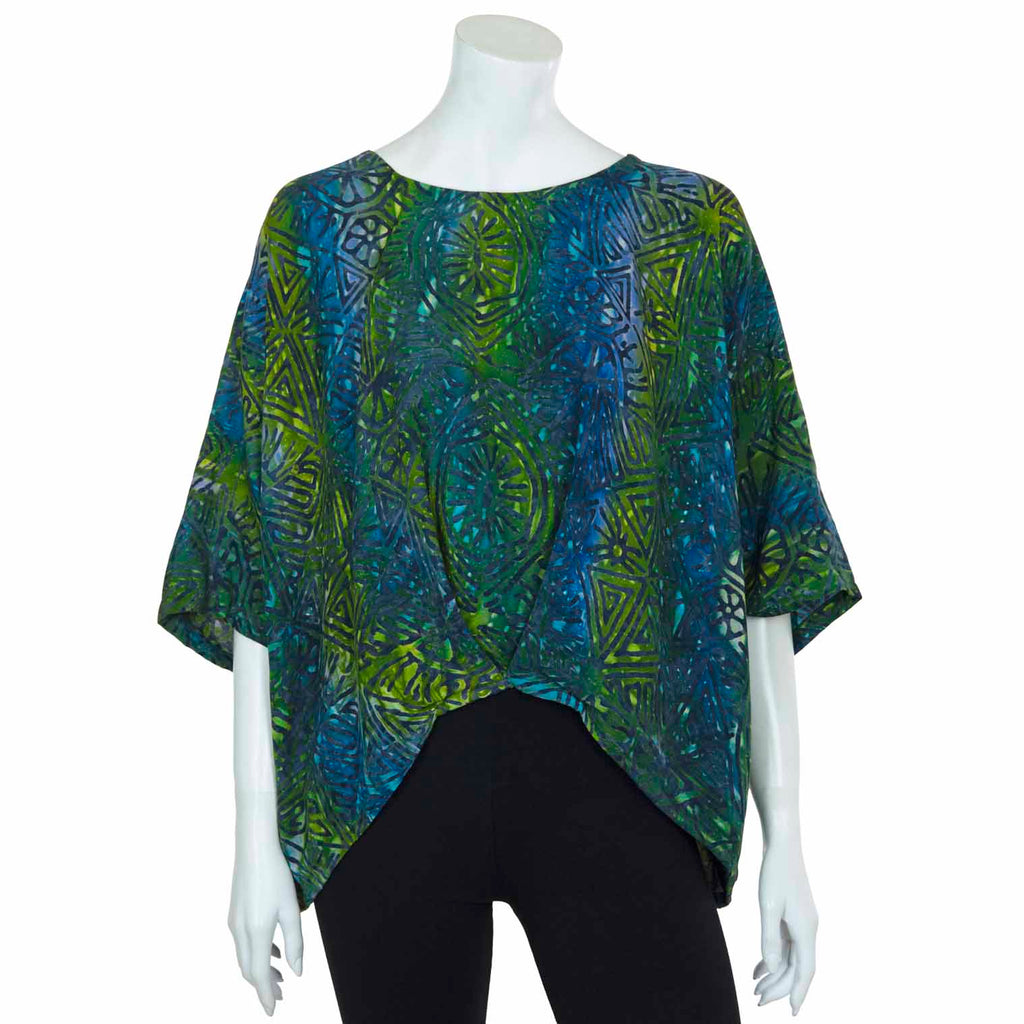 Butterfly Pleat Top - Lagoon Batik-Tops-Siesta Crafts