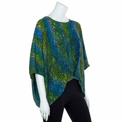 Butterfly Pleat Top - Lagoon Batik-Tops-Siesta Crafts