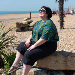 Butterfly Pleat Top - Lagoon Batik-Tops-Siesta Crafts