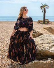 Flamenco Style Wide Trousers - Wheat Batik-Trousers-Siesta Crafts