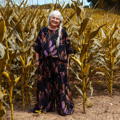 Flamenco Style Wide Trousers - Wheat Batik-Trousers-Siesta Crafts