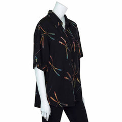 Turn Up Sleeve Shirt - Dragonfly Batik-Shirts-Siesta Crafts