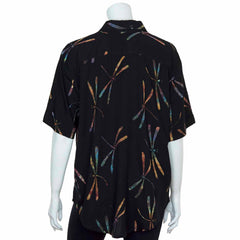 Turn Up Sleeve Shirt - Dragonfly Batik-Shirts-Siesta Crafts