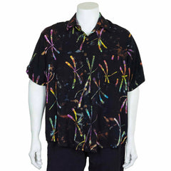 Turn Up Sleeve Shirt - Dragonfly Batik-Shirts-Siesta Crafts