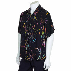 Turn Up Sleeve Shirt - Dragonfly Batik-Shirts-Siesta Crafts