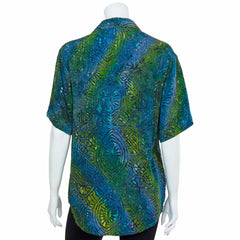 Turn Up Sleeve Shirt - Lagoon Batik-Shirts-Siesta Crafts