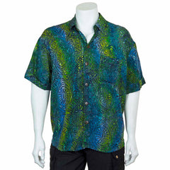 Turn Up Sleeve Shirt - Lagoon Batik-Shirts-Siesta Crafts