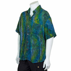 Turn Up Sleeve Shirt - Lagoon Batik-Shirts-Siesta Crafts
