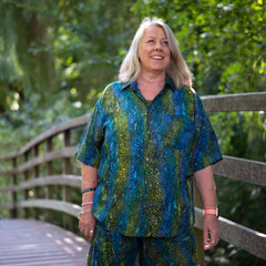 Turn Up Sleeve Shirt - Lagoon Batik