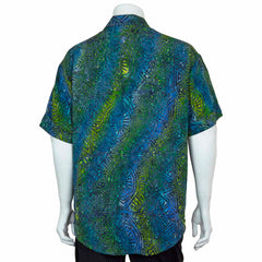 Turn Up Sleeve Shirt - Lagoon Batik-Shirts-Siesta Crafts