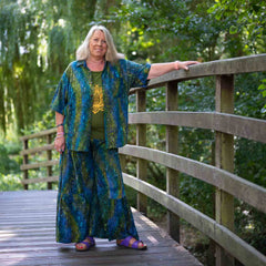 Flamenco Style Wide Trousers - Lagoon Batik