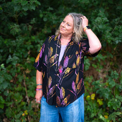 Turn Up Sleeve Shirt - Wheat Batik-Shirts-Siesta Crafts