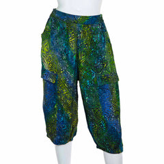 Cropped Trousers - Lagoon Batik-Trousers-Siesta Crafts