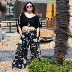 Bleached Tie Dye Palazzo Trousers
