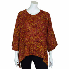 Hanky Hem Smock Top - Autumn Thistle Batik-Tops-Siesta Crafts