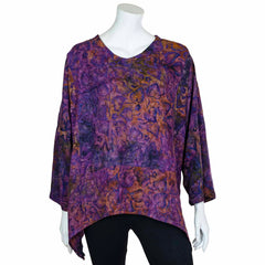 Hanky Hem Smock Top - Summer Vine Batik-Tops-Siesta Crafts