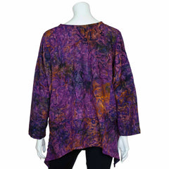 Hanky Hem Smock Top - Summer Vine Batik-Tops-Siesta Crafts