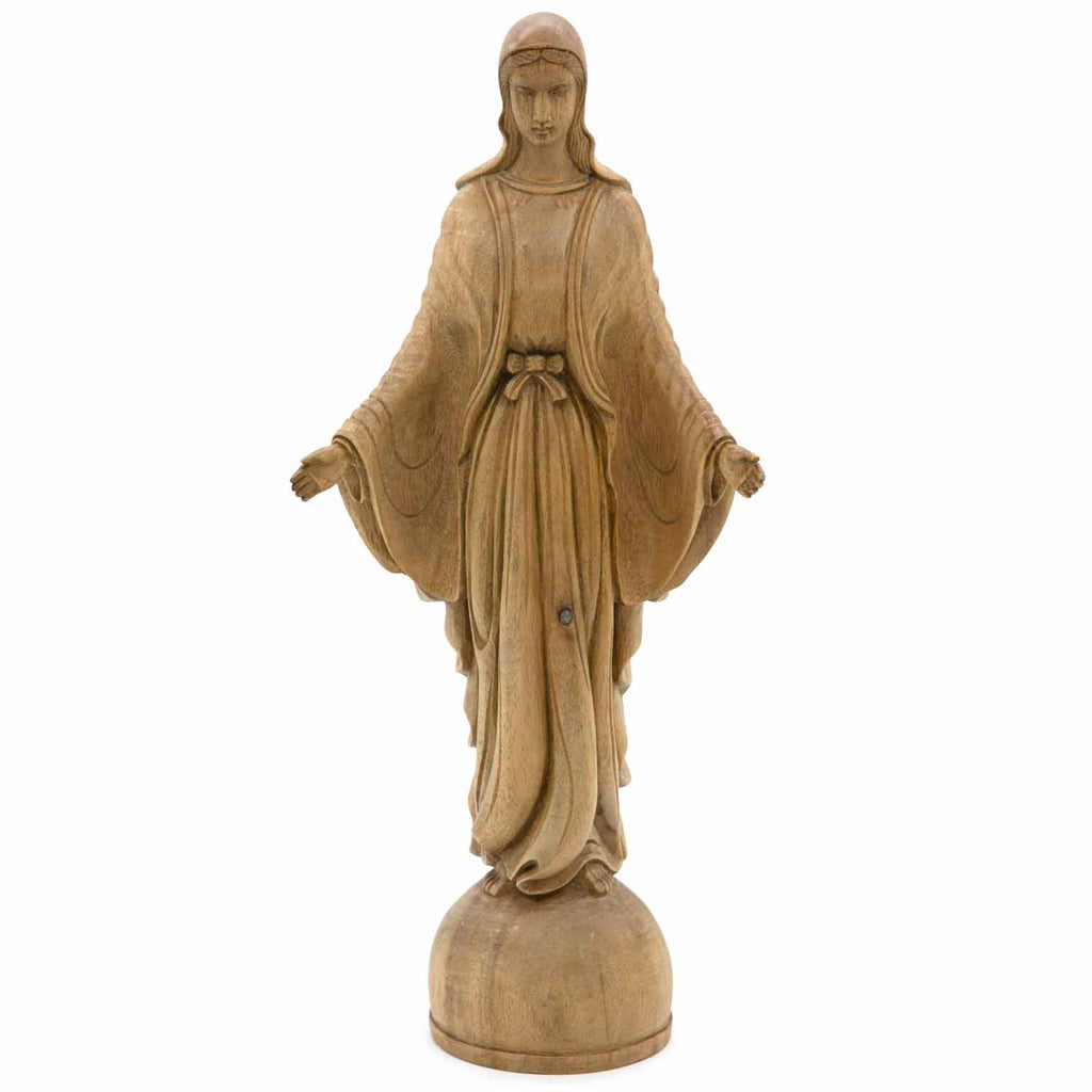 Hand Carved Virgin Mary Statue - Open Hands-Christianity-Siesta Crafts