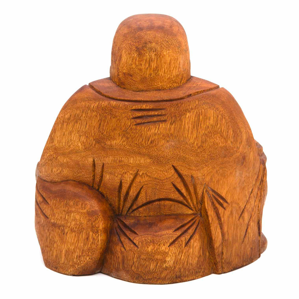 Laughing Buddha Woodcarving 30cm-Buddhism-Siesta Crafts