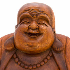 Laughing Buddha Woodcarving 30cm-Buddhism-Siesta Crafts