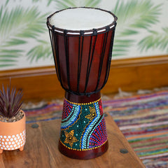 Medium Painted Djembe Drum-Drums-Siesta Crafts