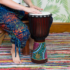 Large Painted Djembe Drum-Drums-Siesta Crafts