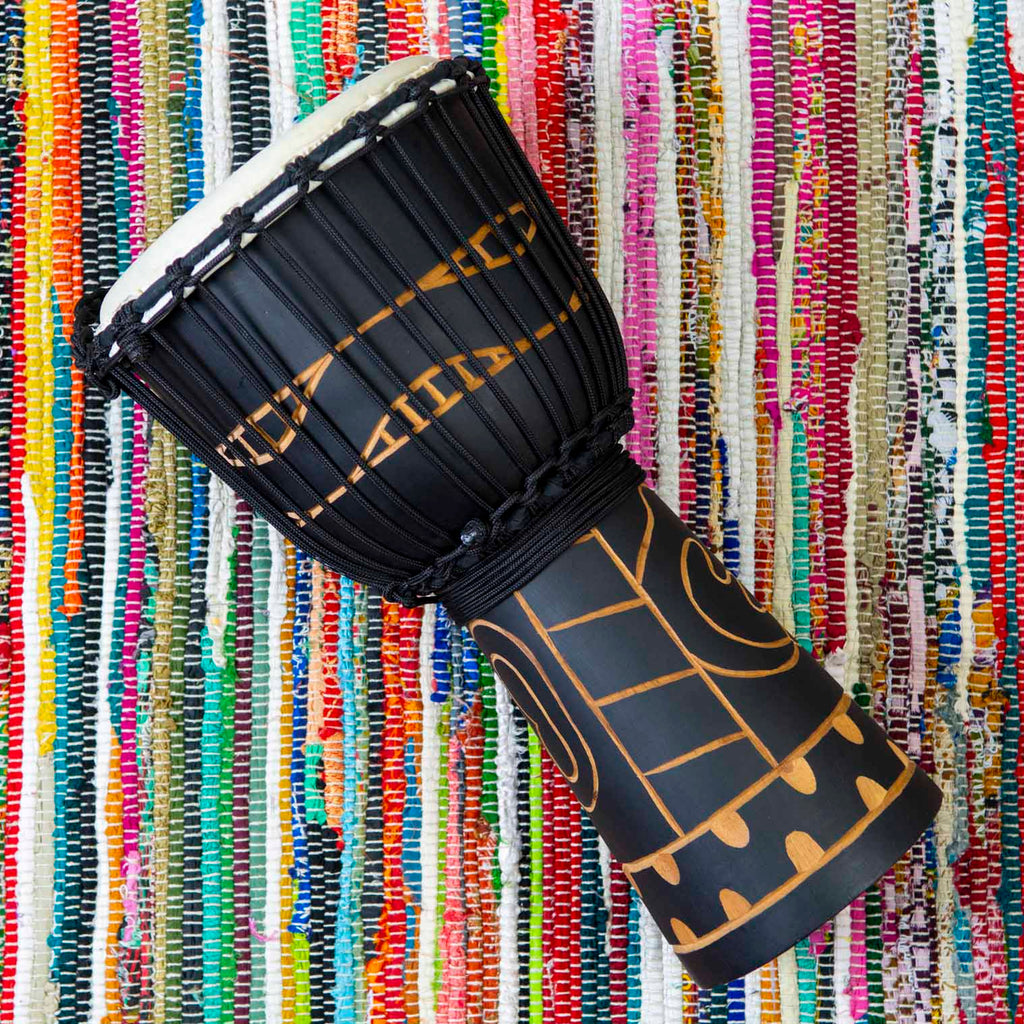 Dark Carved Good Quality Djembe 50cm-Drums-Siesta Crafts