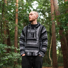 Baja Top - Black and White-Baja Hoodies-Siesta Crafts