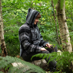 Baja Top - Black and White-Baja Hoodies-Siesta Crafts