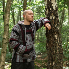 Baja Top - Maroon, Black and White-Baja Hoodies-Siesta Crafts