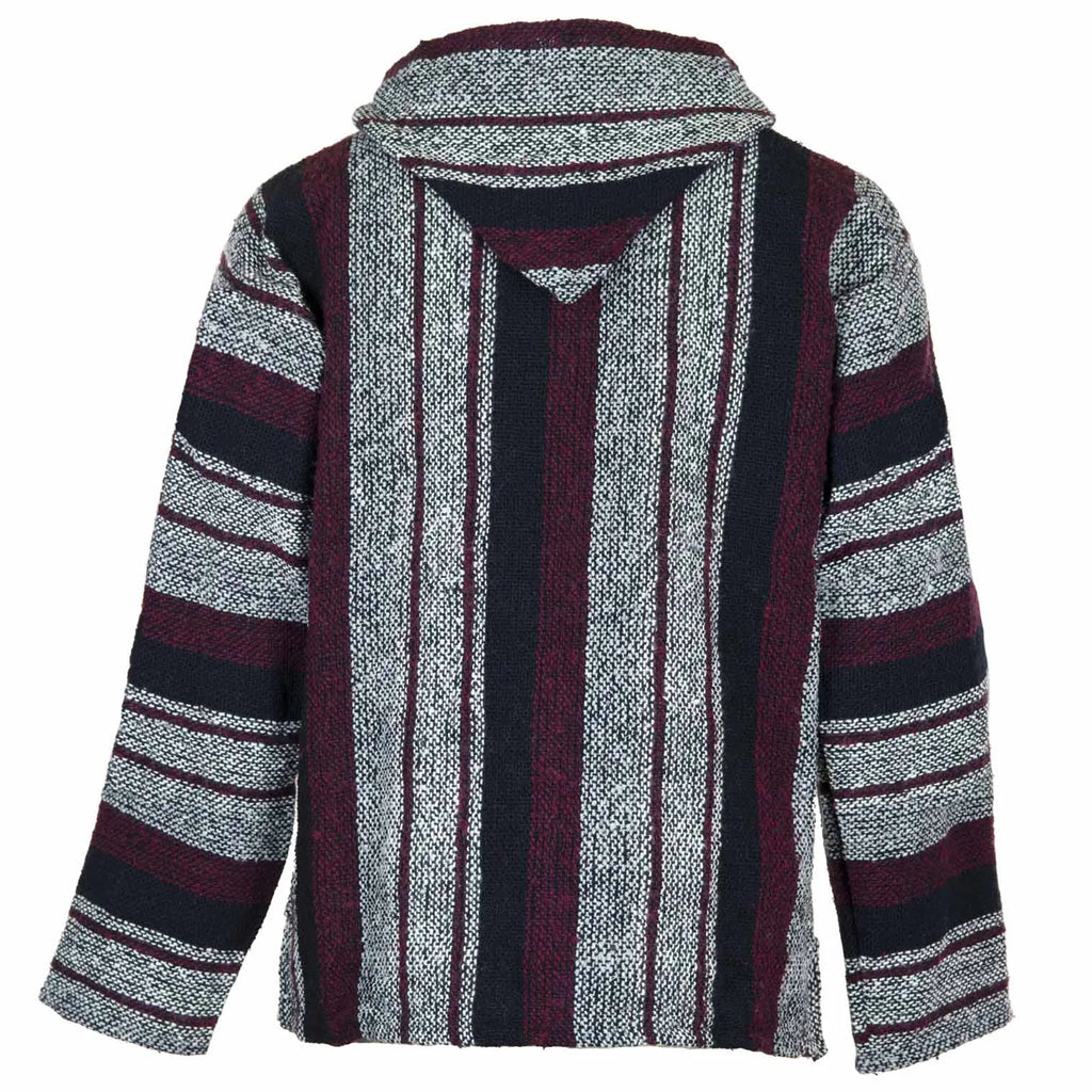 Baja Top - Maroon, Black and White-Baja Hoodies-Siesta Crafts