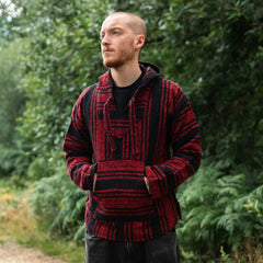 Baja Top - Red and Black-Baja Hoodies-Siesta Crafts
