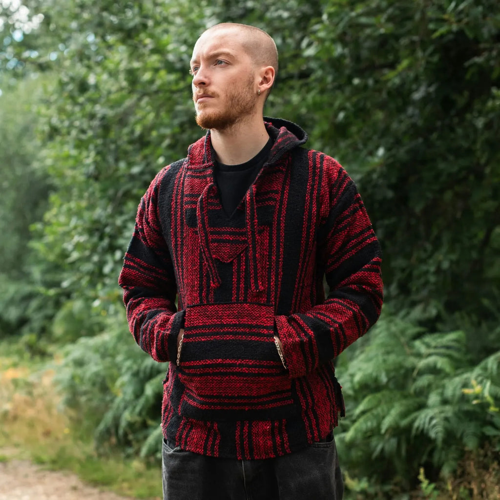 Baja Top - Red and Black-Baja Hoodies-Siesta Crafts