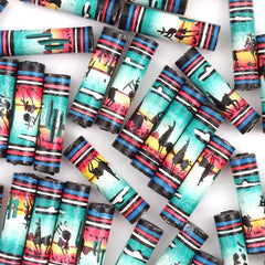 Green Desert Scene Thin Barrel-Beads & Buttons-Siesta Crafts