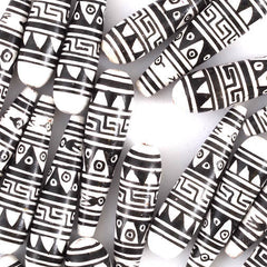 Black and White Pattern Tear Drop Bead-Beads & Buttons-Siesta Crafts