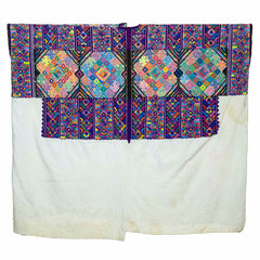 Antique Huipil - White and Purple-Central & South American-Siesta Crafts
