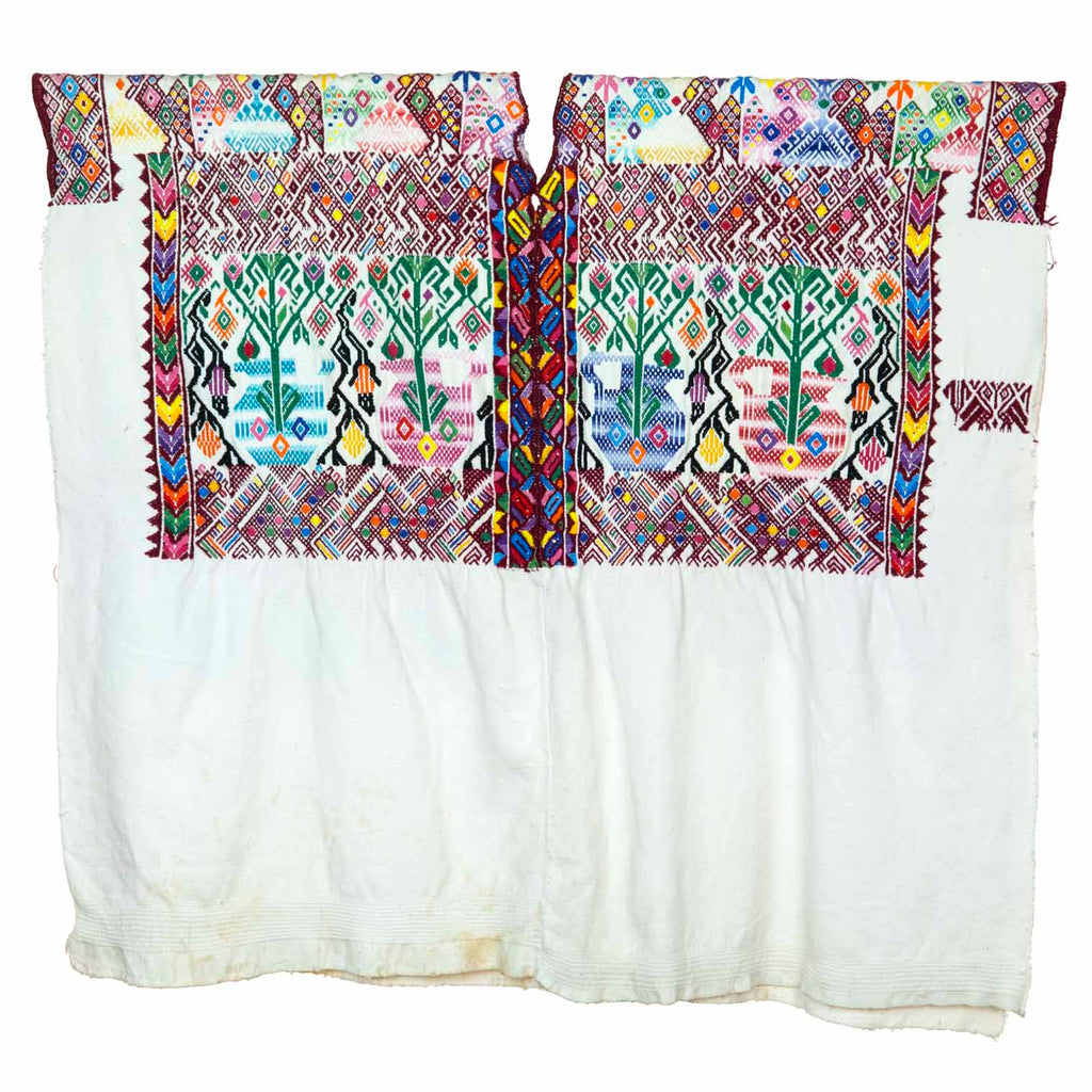 Antique Huipil - White with Embroidered Diamonds-Central & South American-Siesta Crafts