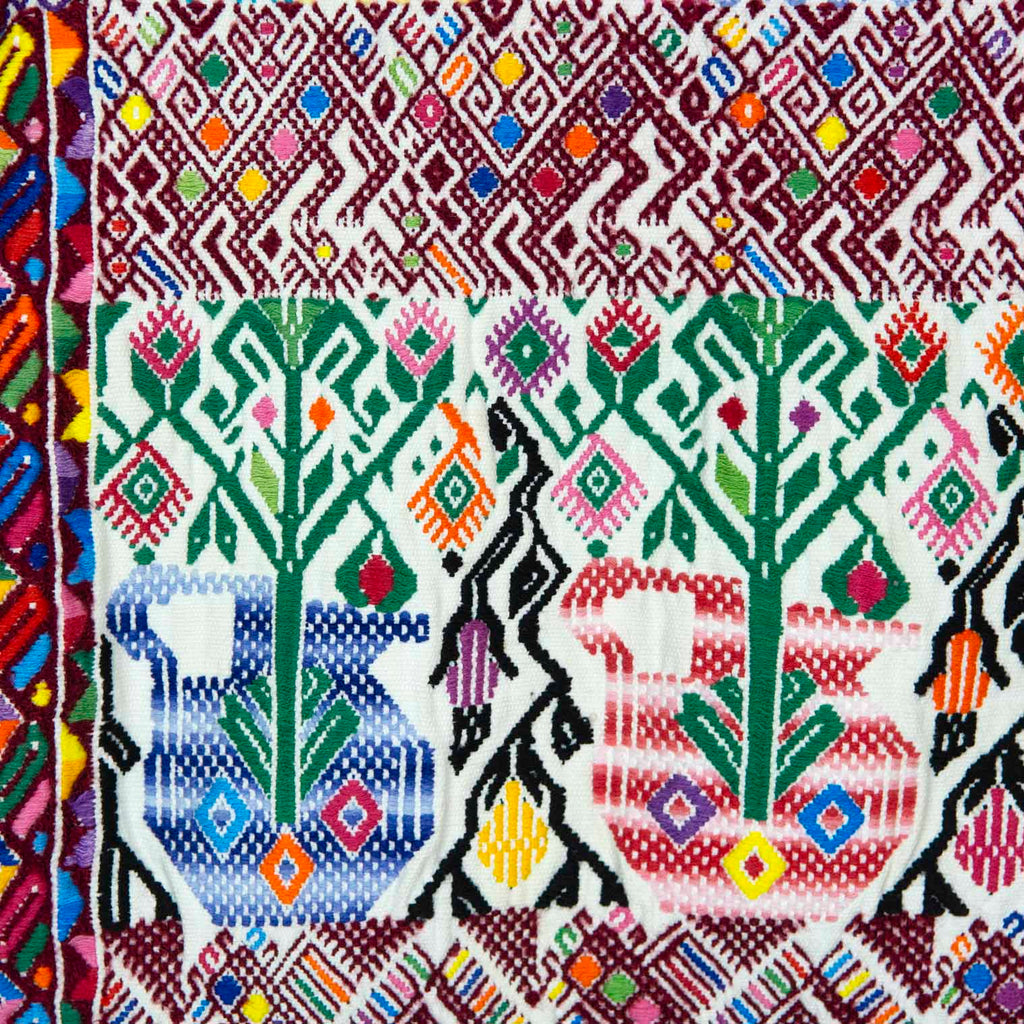 Antique Huipil - White with Embroidered Diamonds-Central & South American-Siesta Crafts