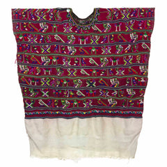 Antique Huipil - Maroon with Embroidered Birds-Central & South American-Siesta Crafts
